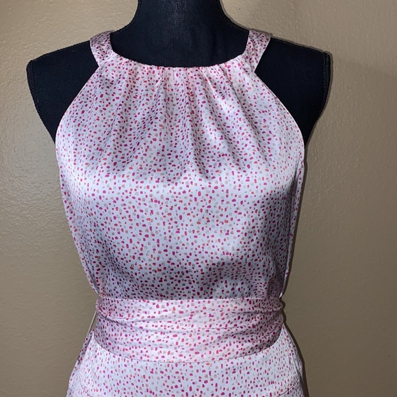 Ann Taylor Pink Dot Belted Sleeveless Blouse NWOT Size 6 - Picture 3 of 14